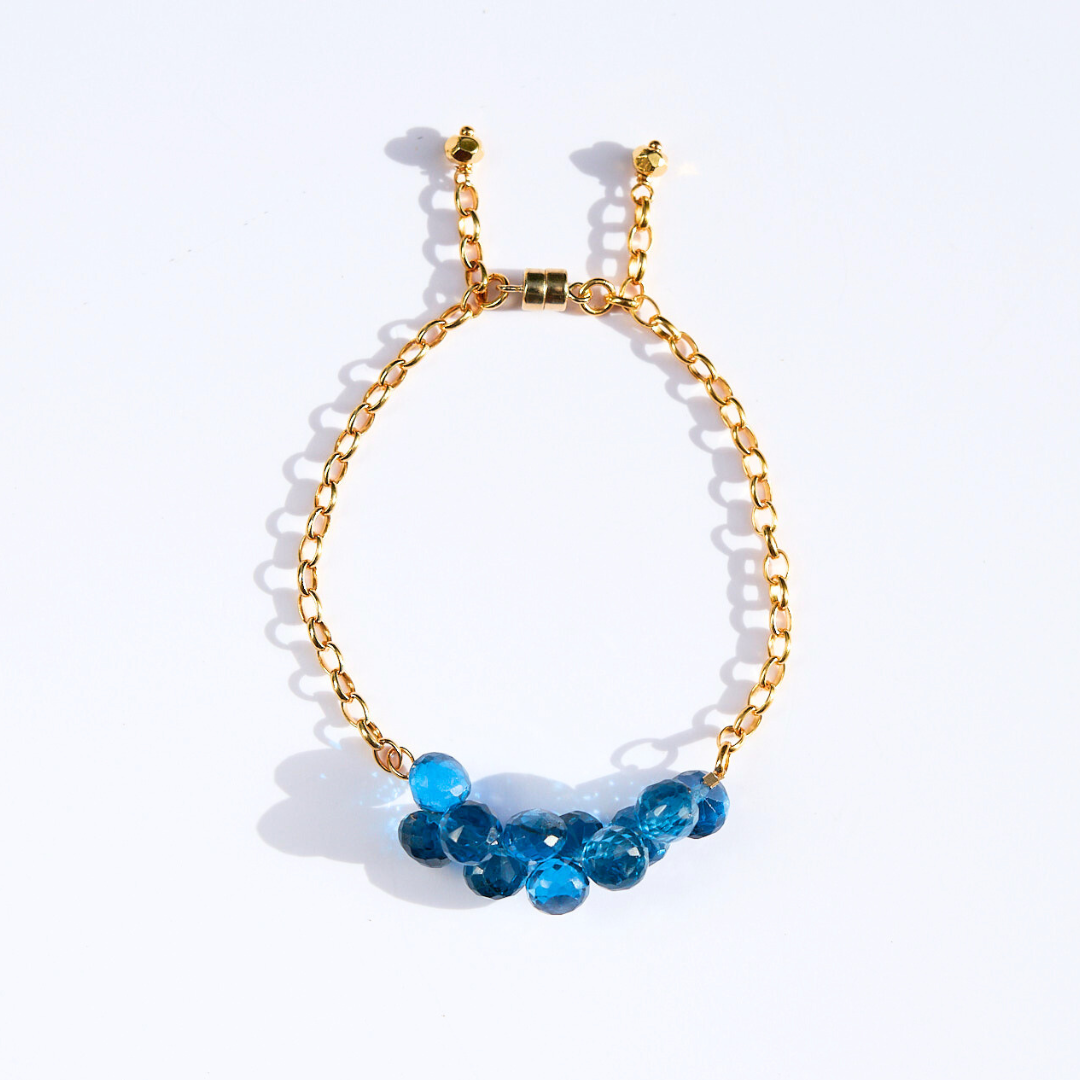 24K Gold Vermeil & Cobalt Blue Spinel Water Drop Bracelet