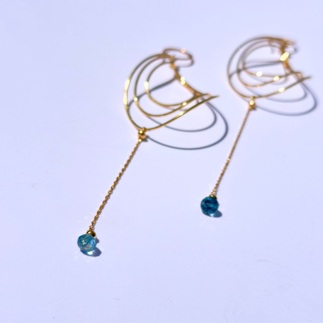 24K Gold Vermeil & Blue Sapphire Layered Modern Hoop Earrings