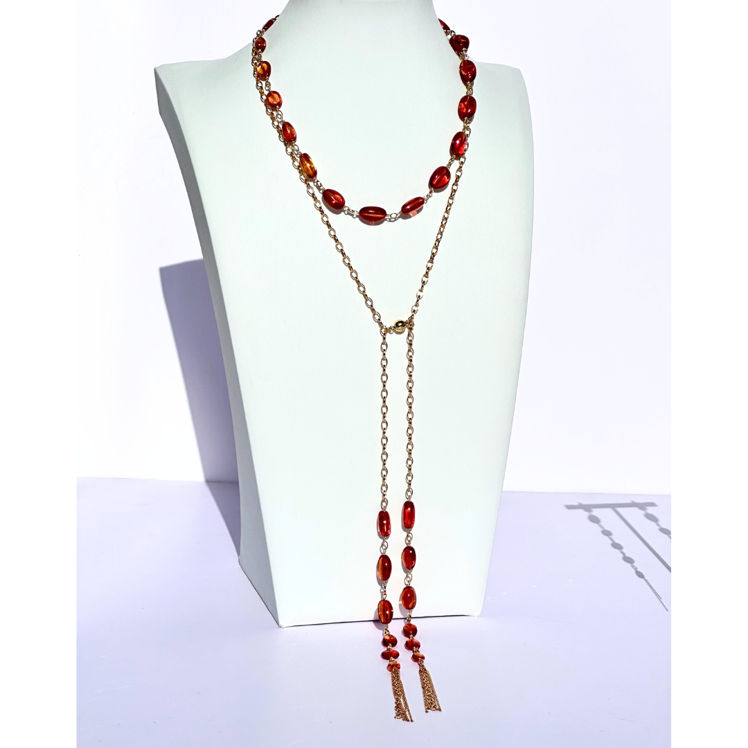 24K Gold Vermeil & Rare Orange Sapphire Wrap Necklace