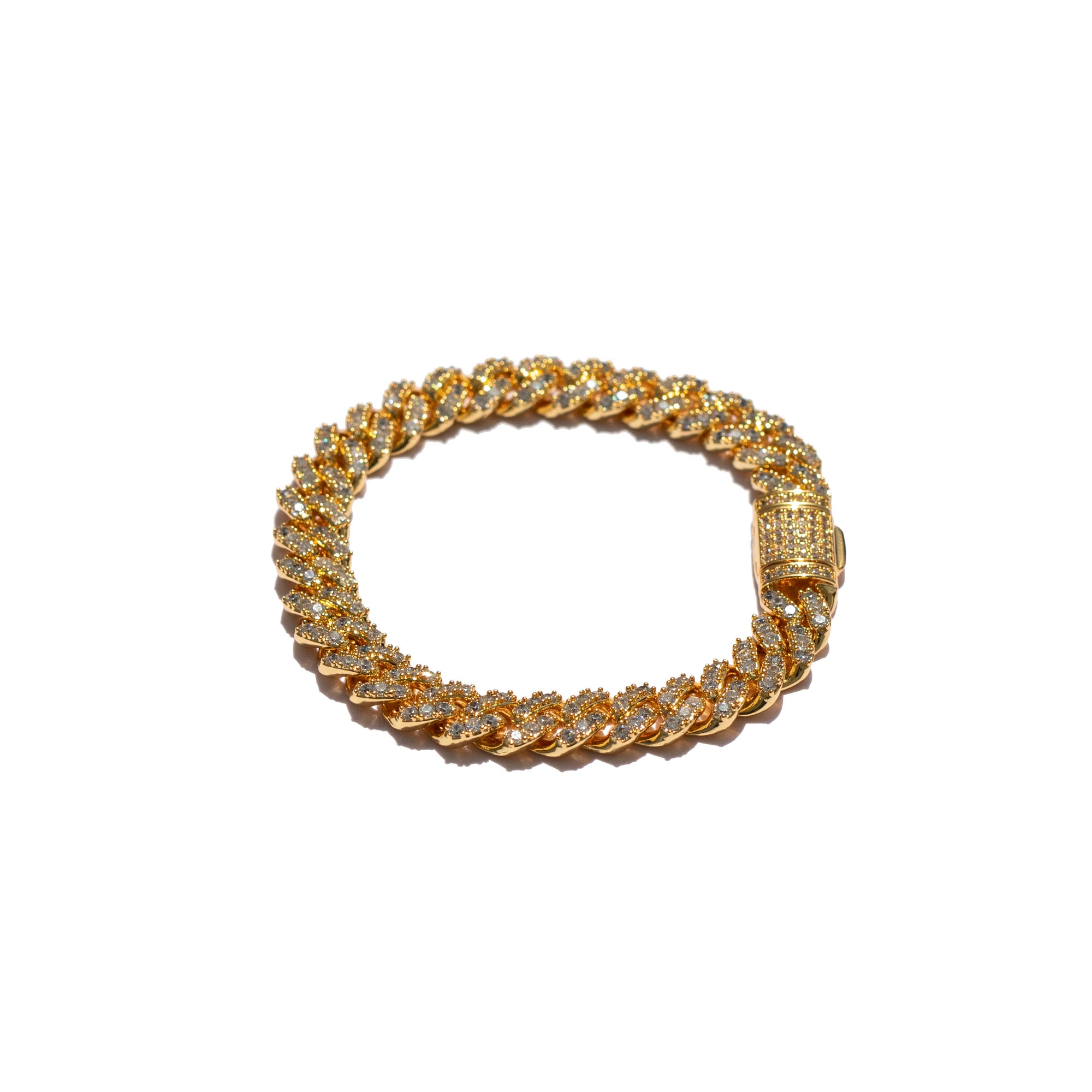 Gorgeous Demi-Fine 18K Gold Filled Premium Cuban Link Pave Bracelet with Locking Clasp