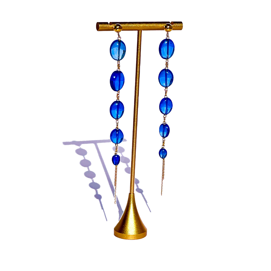 Cobalt Blue Spinel Water Drop Earrings