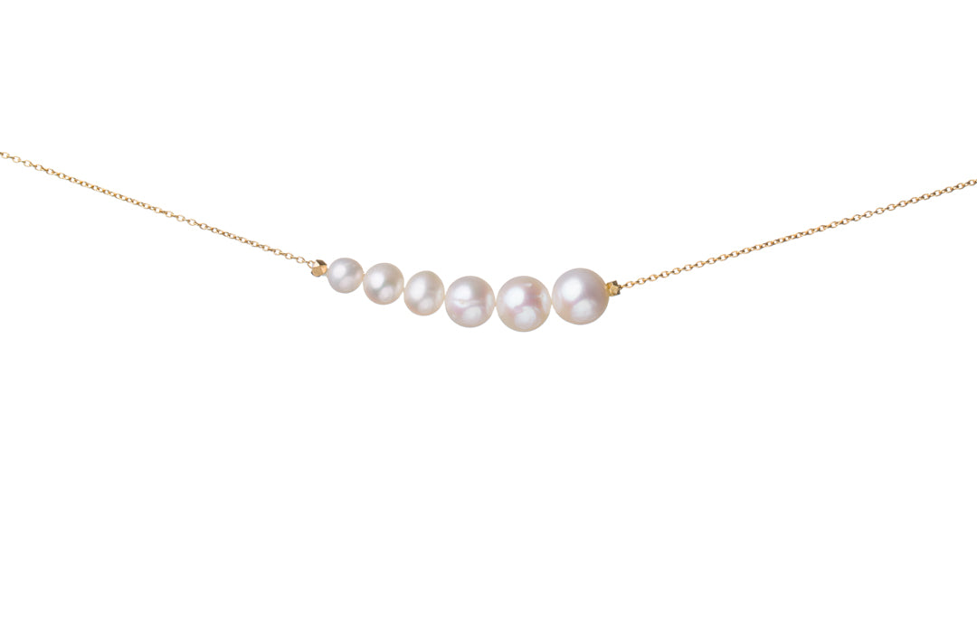 24K Gold Floating Pearl Choker Necklace
