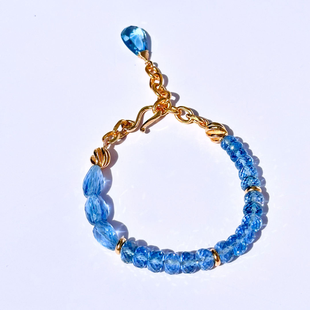 Mixed-Cut London Blue Topaz Chain Bracelet