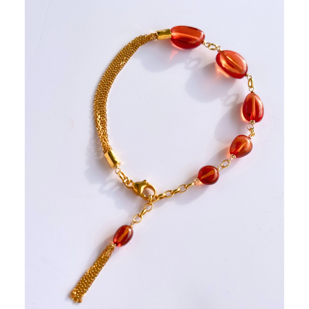 24K Gold Vermeil & Rare Orange Sapphire Chain Bracelet