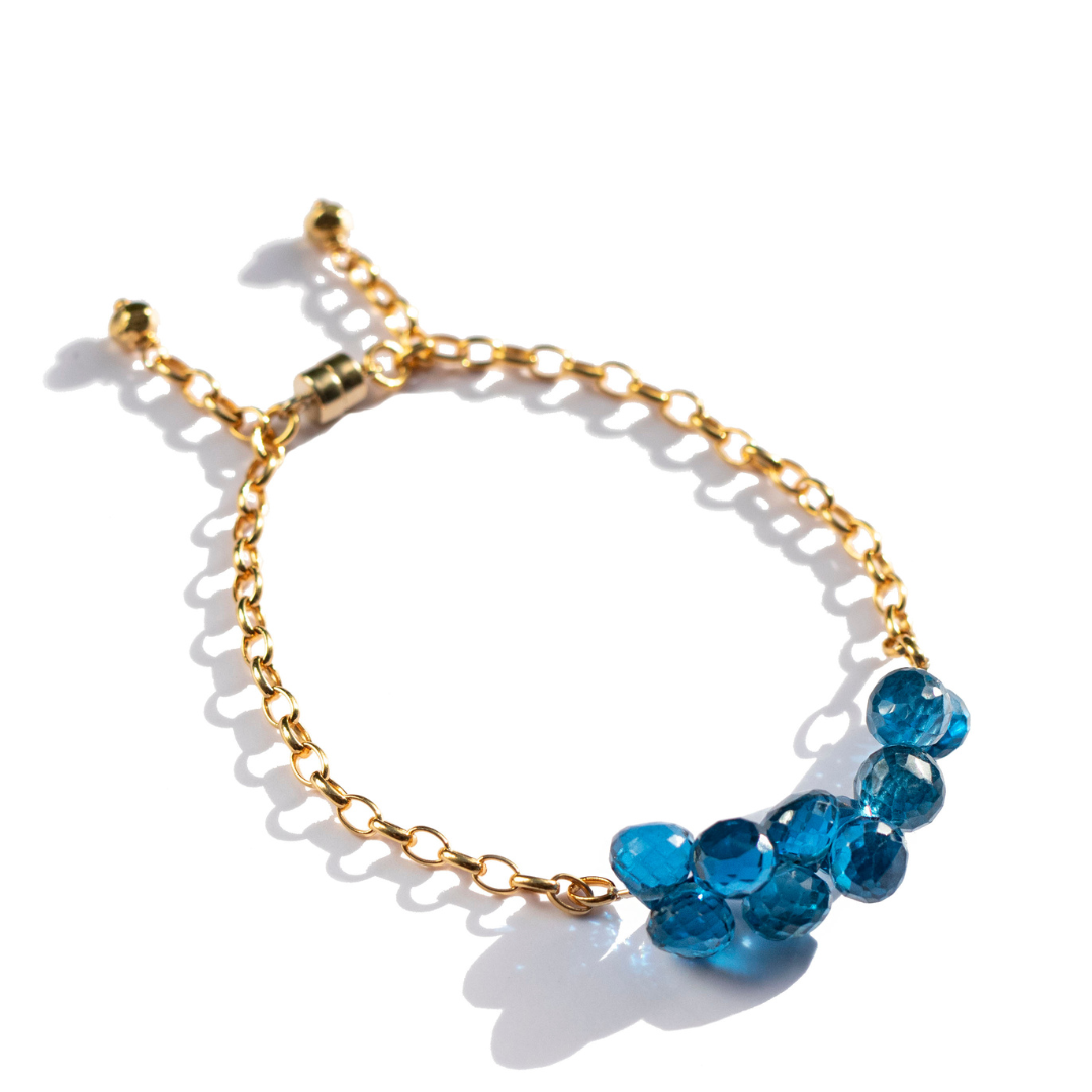 24K Gold Vermeil & Cobalt Blue Spinel Water Drop Bracelet