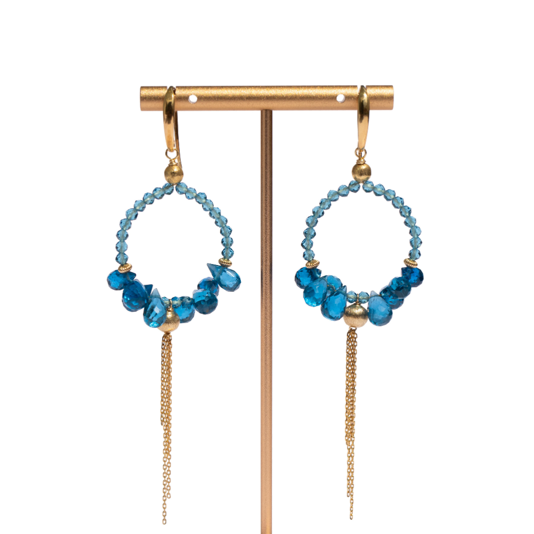 Gorgeous Cobalt Blue Spinel Gem Hoop Earrings