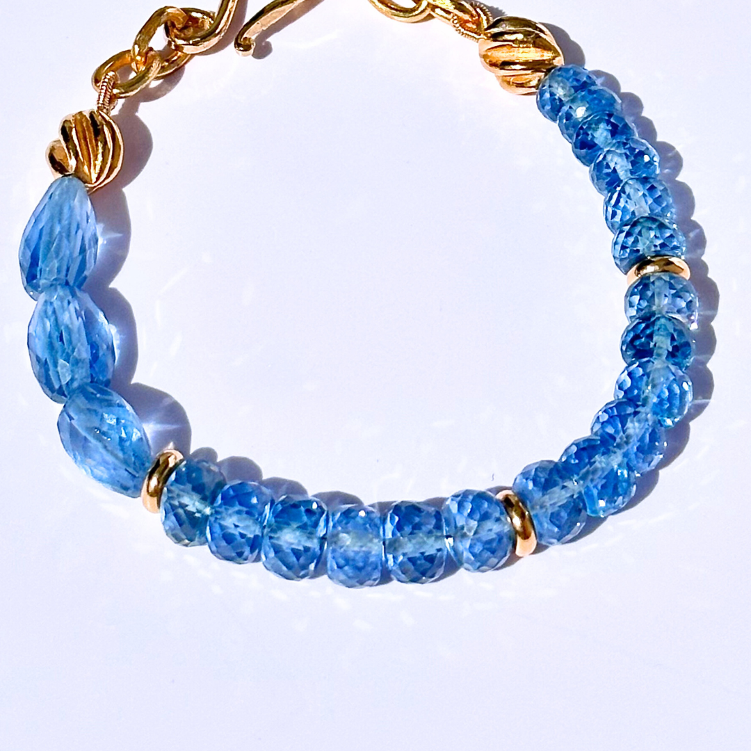 Mixed-Cut London Blue Topaz Chain Bracelet