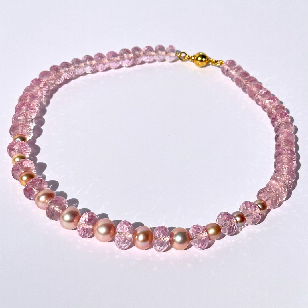 Premium Sri Lankan Pink Spinel & Hand Selected Pink Edison Pearl Short Necklace