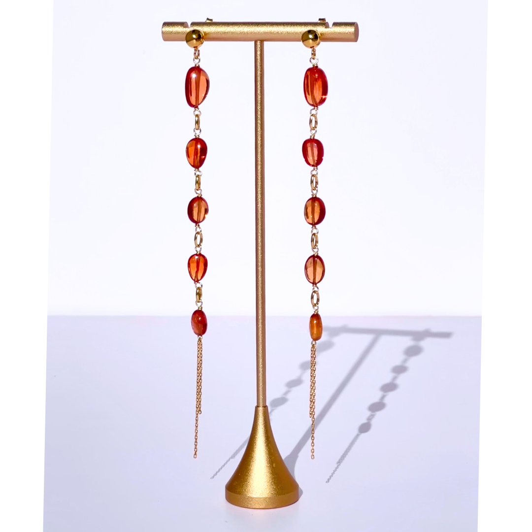 24K Gold Vermeil & Orange Sapphire Drop Earrings