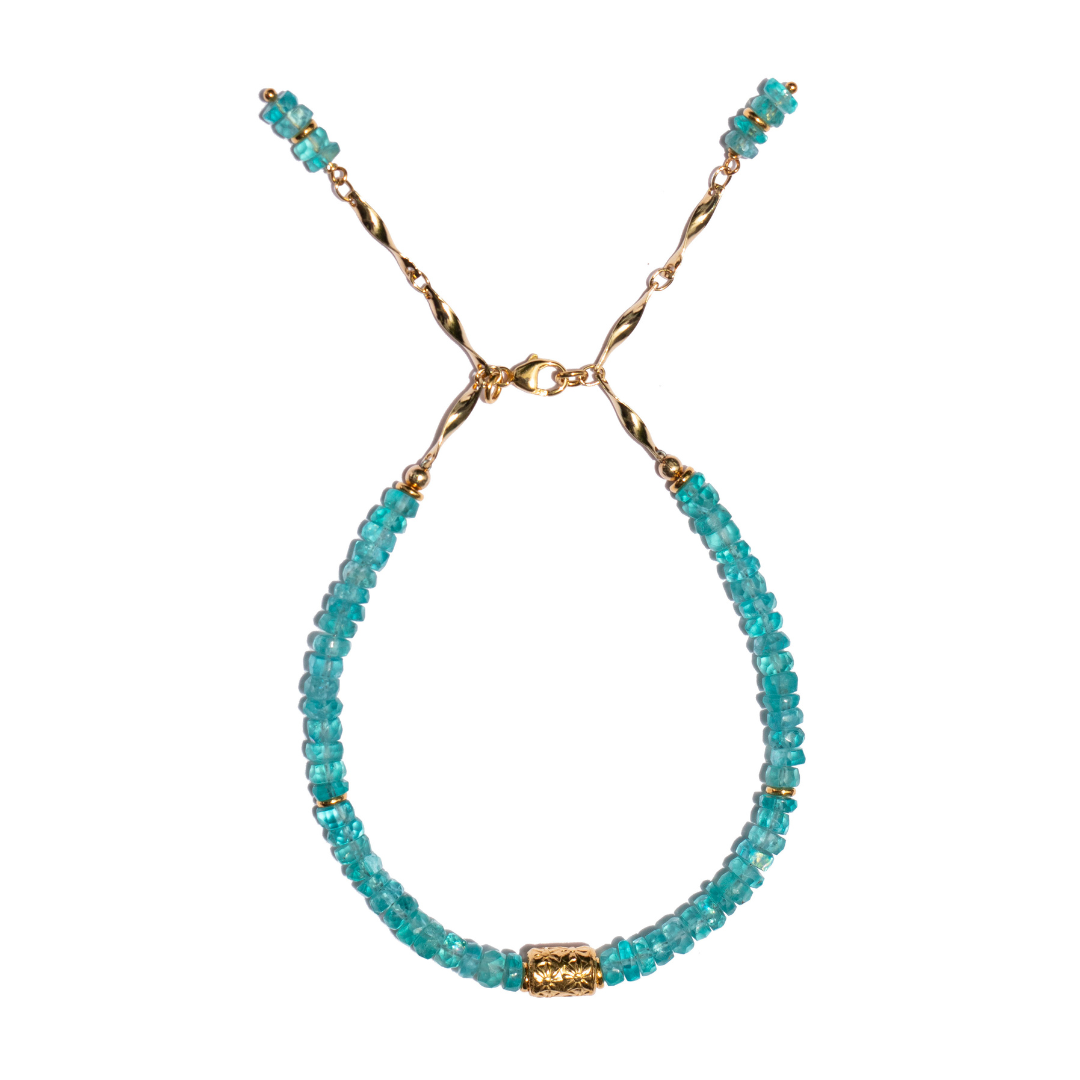 24k Gold & Aqua Blue Apatite Bracelet