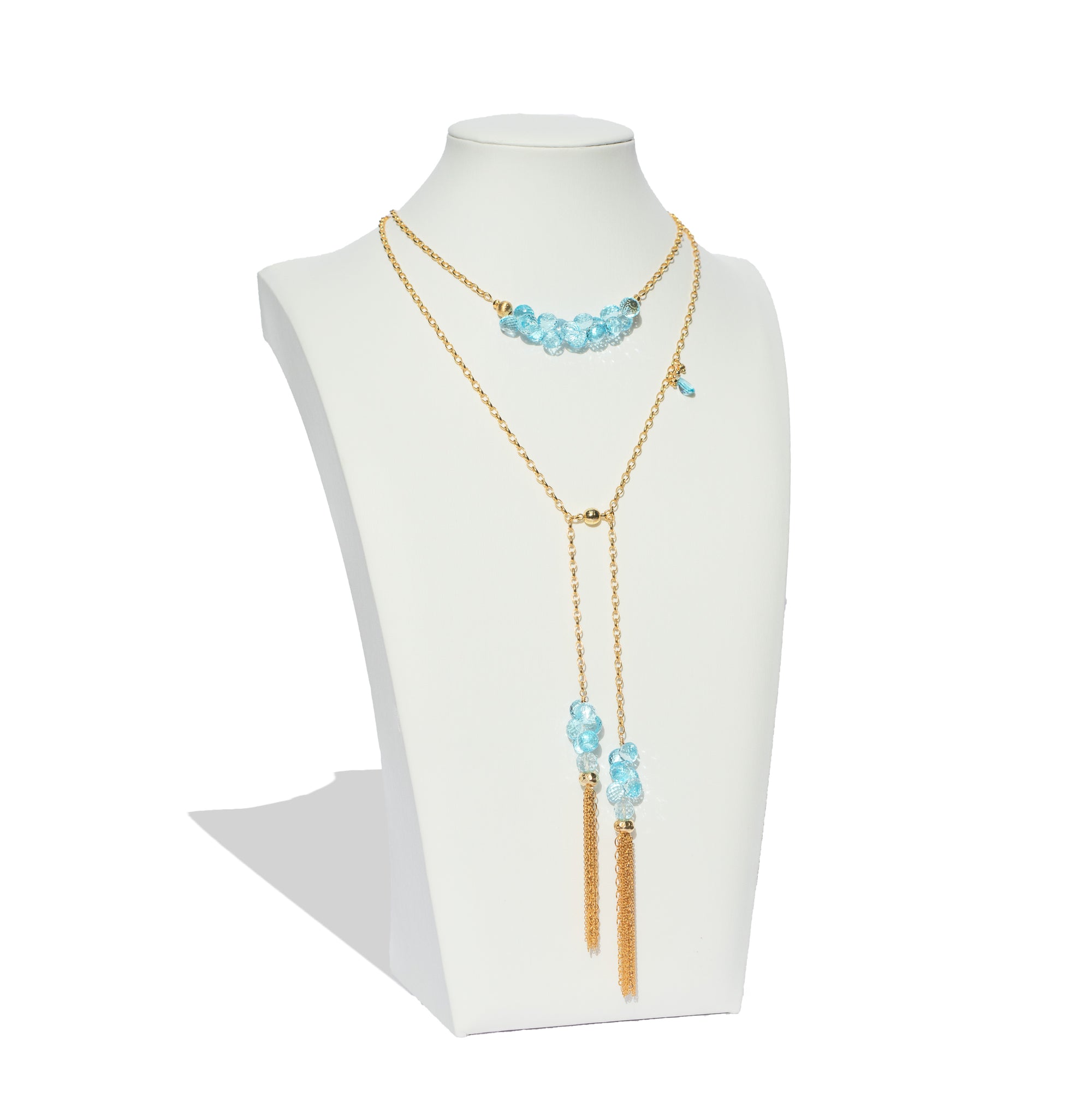 24k Gold Vermeil & Swiss Blue Topaz Wrap Necklace