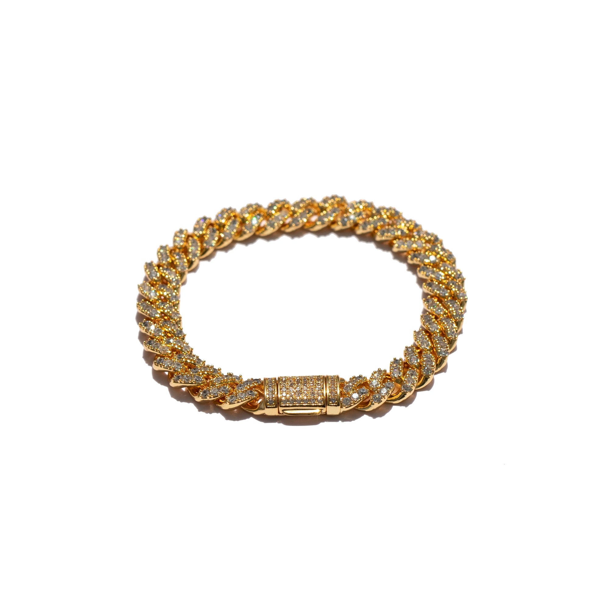 Gorgeous Demi-Fine 18K Gold Filled Premium Cuban Link Pave Bracelet with Locking Clasp