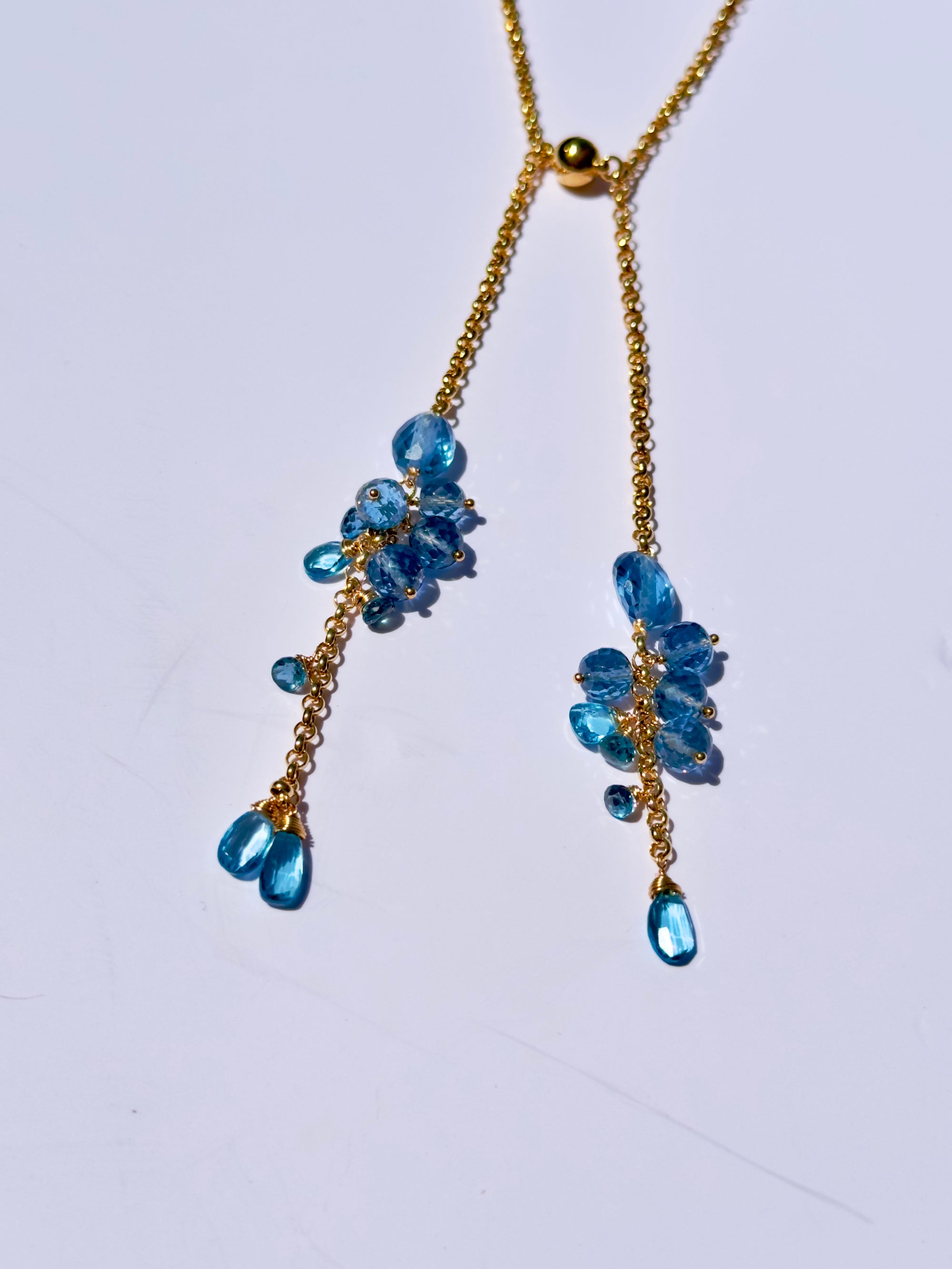 Spherica Signature Wrap Necklace w/ Premium Cut London Blue Topaz & 24K Gold Vermeil Chain