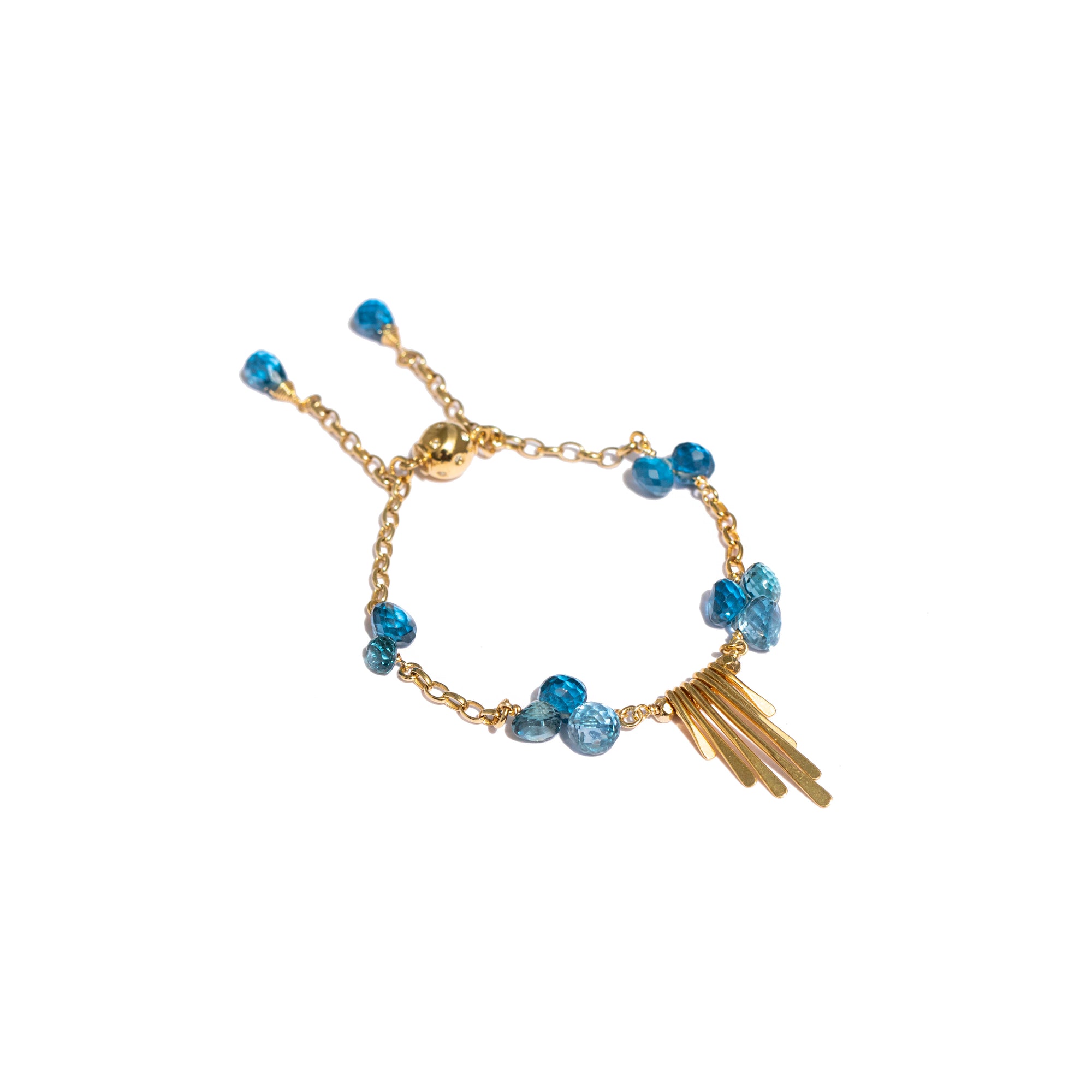 Limited Edition 24K Gold Vermeil Drop Bracelet with Cobalt Blue Spinel Stations