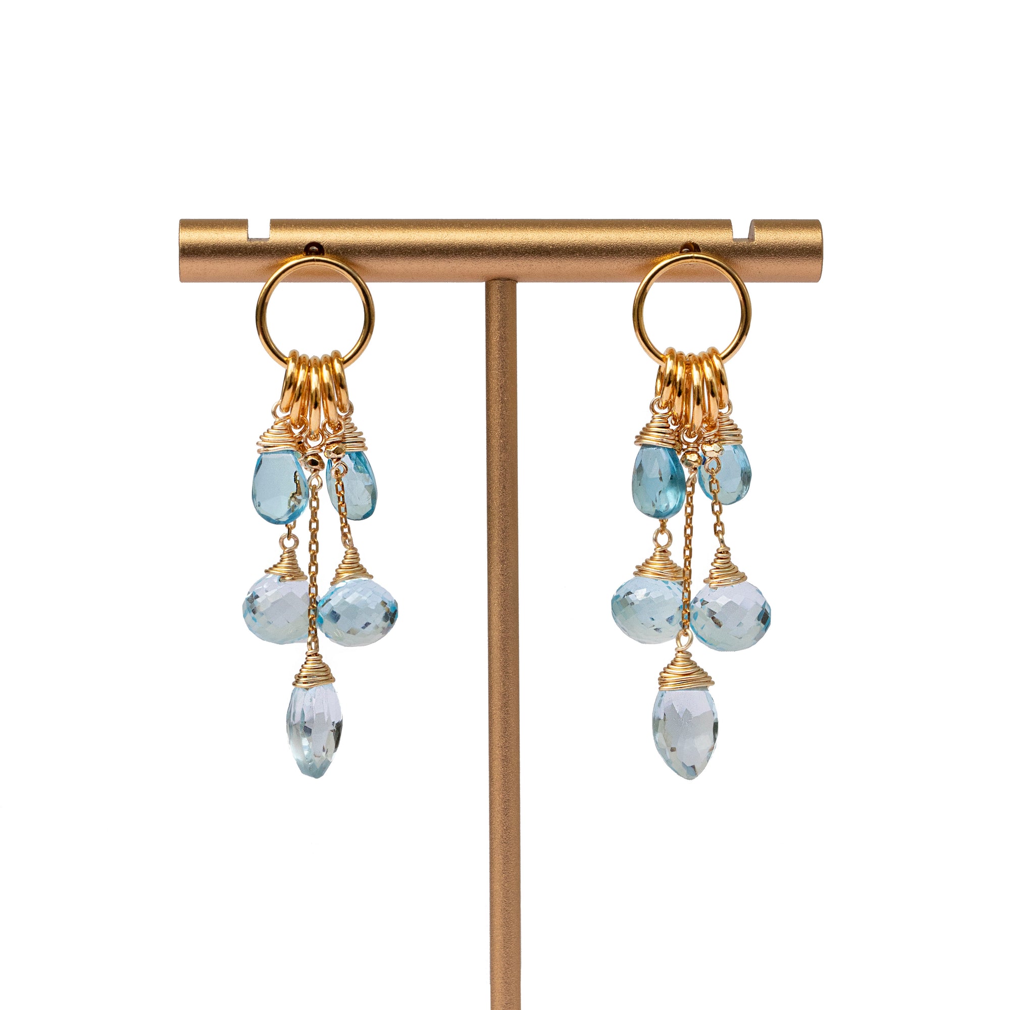 24K Gold Vermeil & Swiss Blue Topaz Charm Earrings