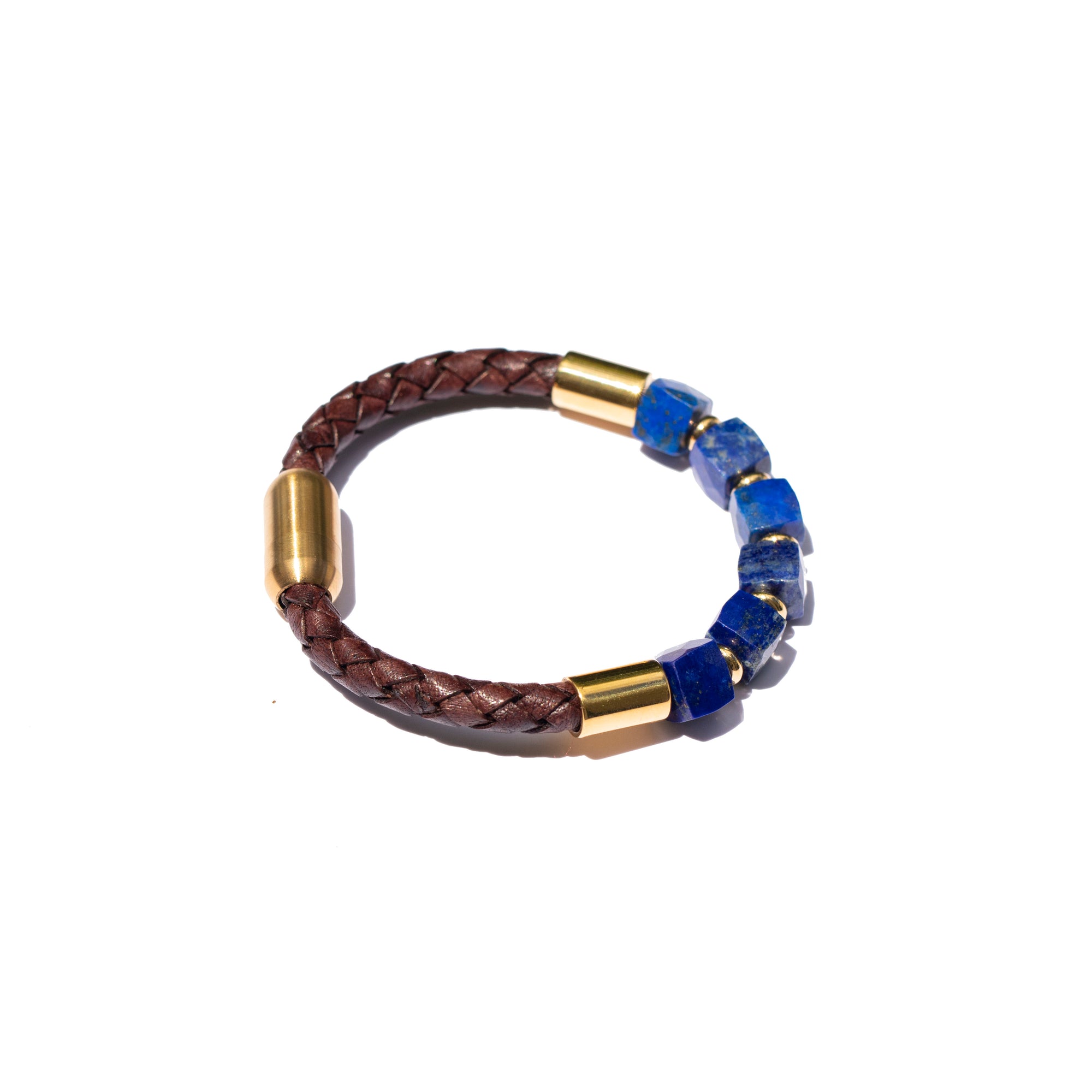 Storyteller Collection: Lapis Lazuli, 24K Gold vermeil & Leather Bracelet