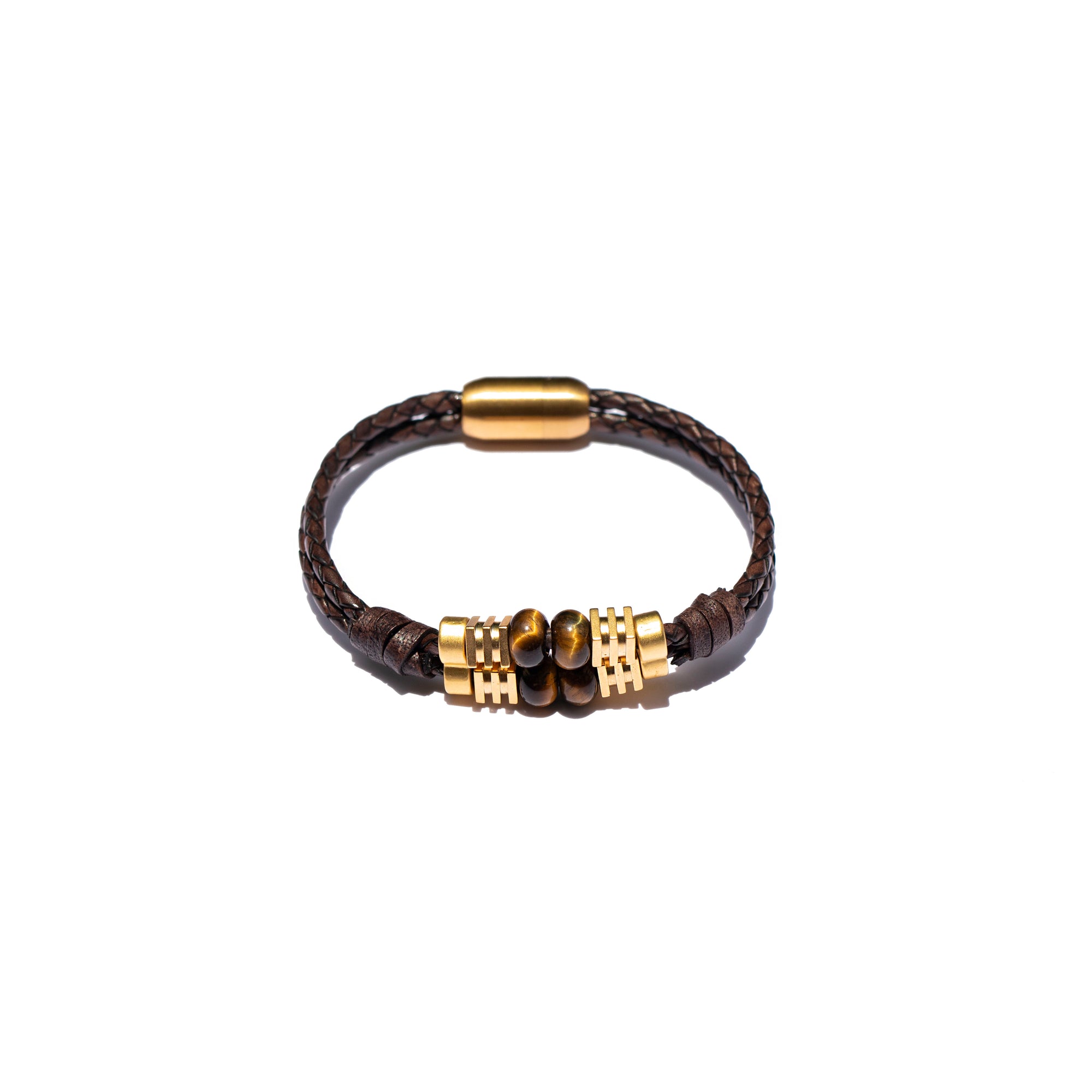 Storyteller Collection: 24K Gold Vermeil, Golden Tiger's Eye & Wrapped Leather Bracelet