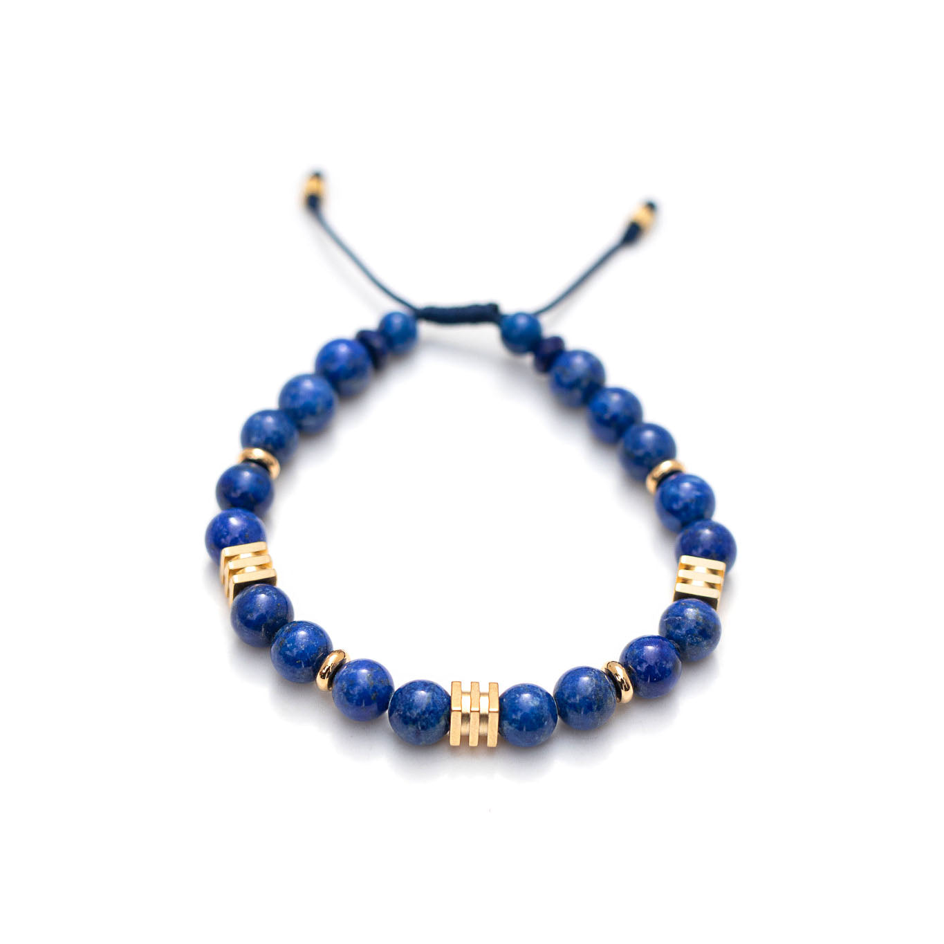 Beaded 18K Square Gold Vermeil & Premium Lapis Lazuli Bracelet