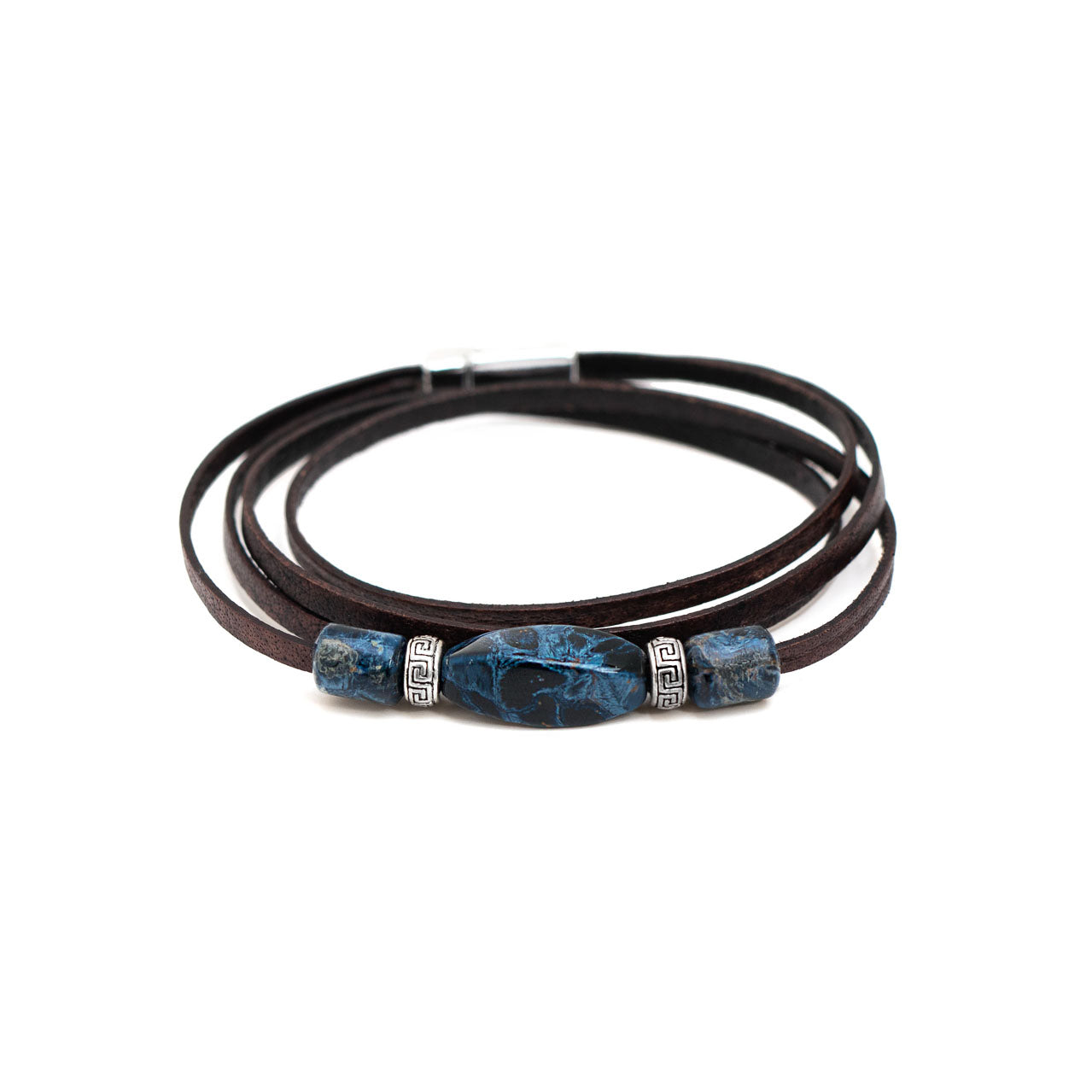 Men's Leather & Pietersite Wrap Bracelet