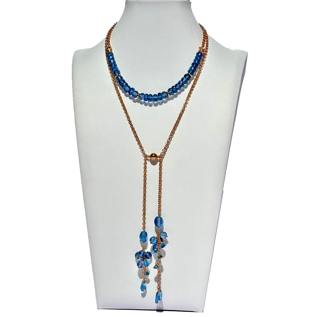 Spherica Signature Wrap Necklace w/ Premium Cut London Blue Topaz & 24K Gold Vermeil Chain