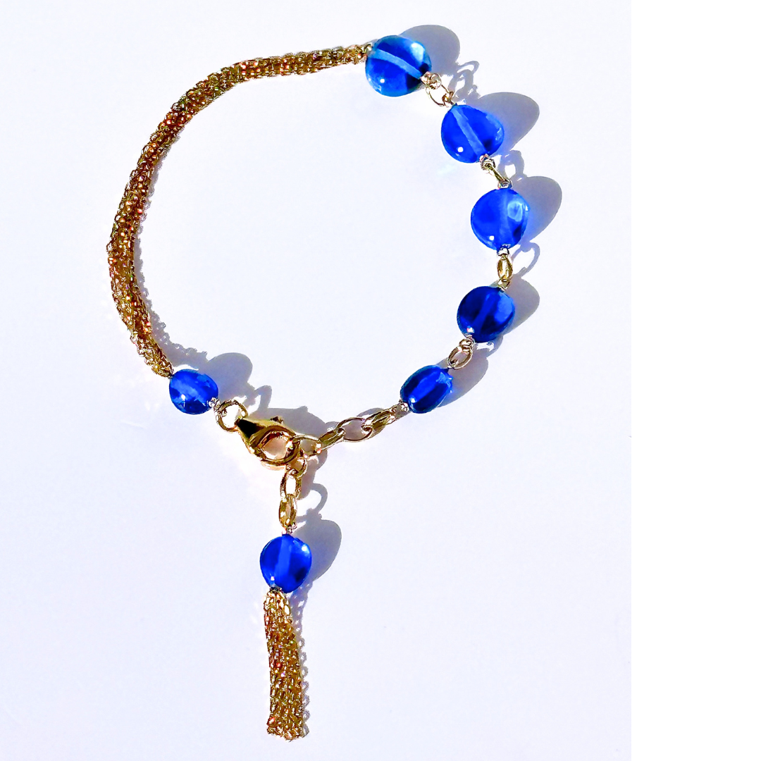 Cobalt Blue Spinel Chain Station Bracelet