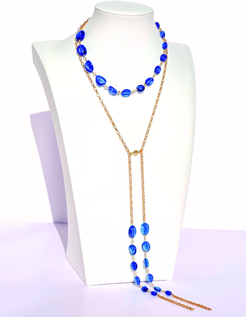 Rare Cobalt Blue Spinel Signature Wrap Necklace