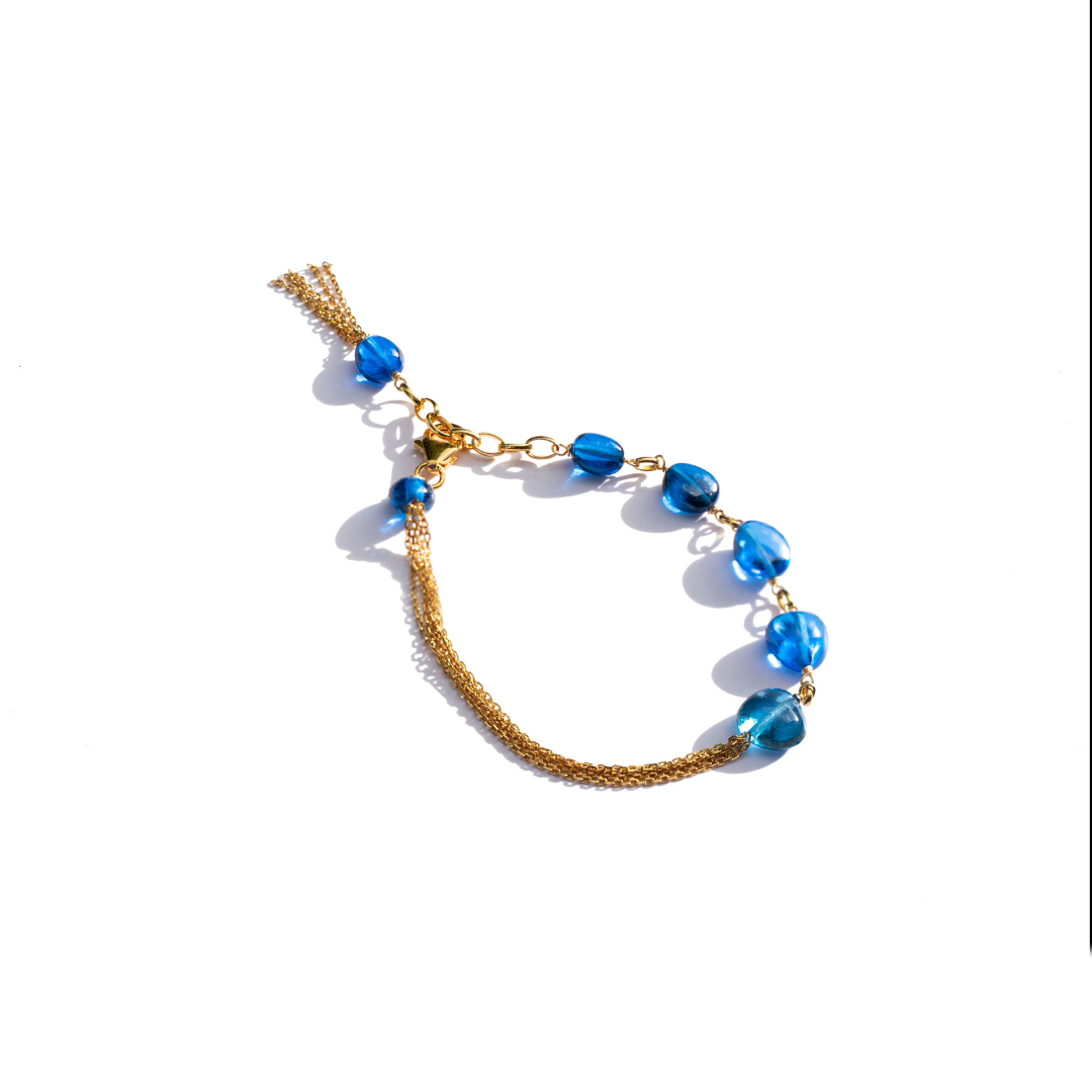 Cobalt Blue Spinel Chain Station Bracelet