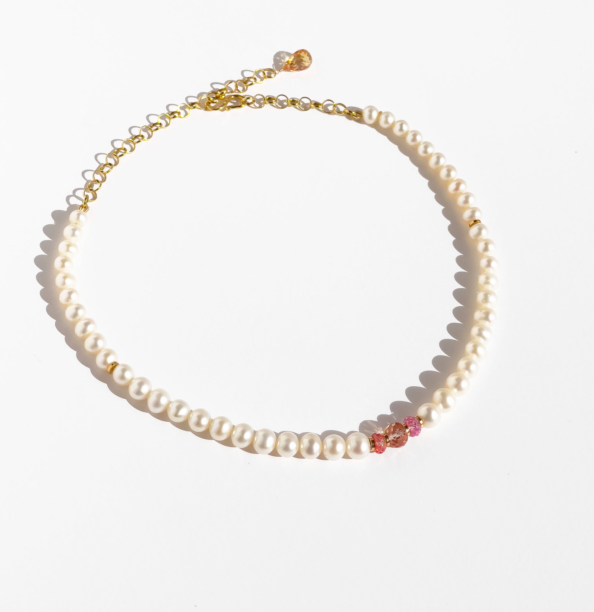 Premium Pearl & Padparadscha Sapphire Choker Layering Necklace