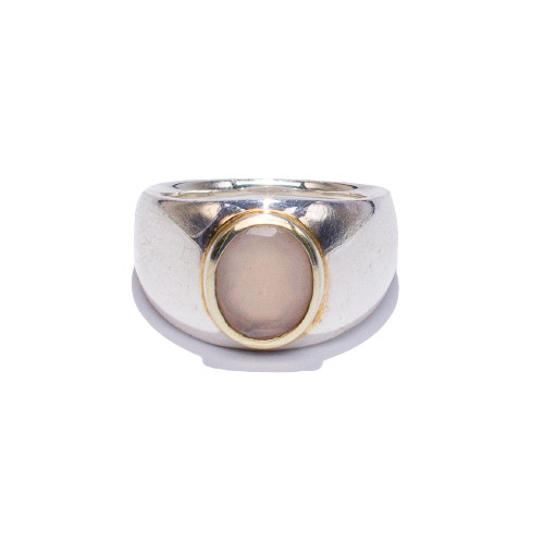 Solid Fine Silver & Frosted Moonstone Ring